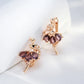 Boucles d'oreilles Ballerines, zircons mauves, bijou en alliage plaqué or 585 (14 carats) et en zircons naturels