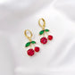 boucles d'oreilles avec cerises en zircons