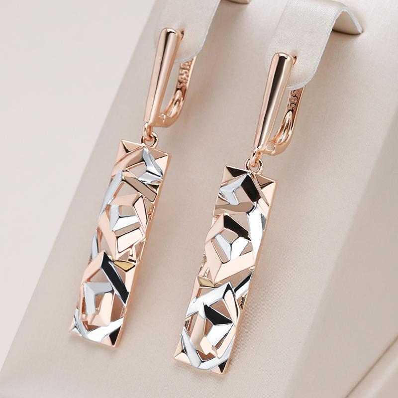 Boucles d'oreilles vitrail ajouré, bijou en plaqué or 585 (14 carats) et en plaqué argent 925