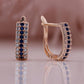 Boucles d'oreille Pavés de zircons, bijou en alliage plaqué or 585 (14 ct) et zircons naturels