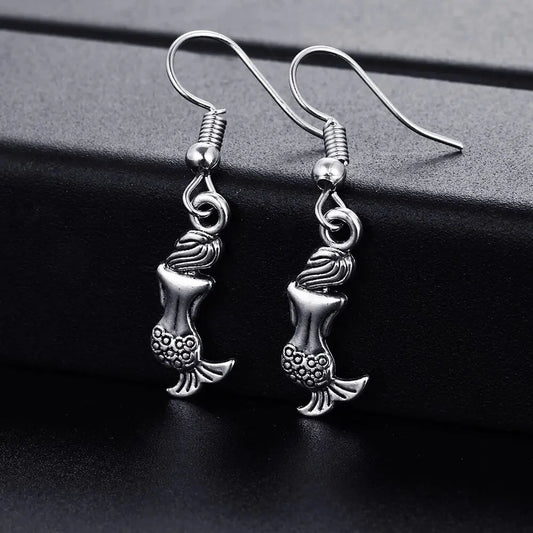 Boucles d'oreilles Sirène, bijou en acier inoxydable argenté