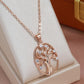 Collier Arbre de Vie, bijou en alliage plaqué or rose et en zircons naturels