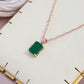 Collier pendentif pierre verte, bijou en plaqué or rose 585 (14 carats) et en zircon naturel