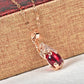 Collier éléphant avec pierre en agate rouge, bijou en acier inoxydable plaqué or rose