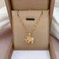 Collier Petit éléphant, bijou en acier inoxydable doré et zircons naturels