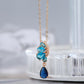 Collier Blue, bijou en alliage plaqué or 585 (14 carats) et en zircons naturels