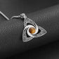 Collier Noeud de Vikings et pierre oeil de tigre, bijou en acier inoxydable et en pierre naturelle
