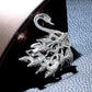 Broche Cygne, bijou en alliage plaqué argent 925 et zircons naturels