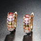 Boucles d'oreilles Zircons multicolores, bijou en plaqué or rose et en zircons naturels