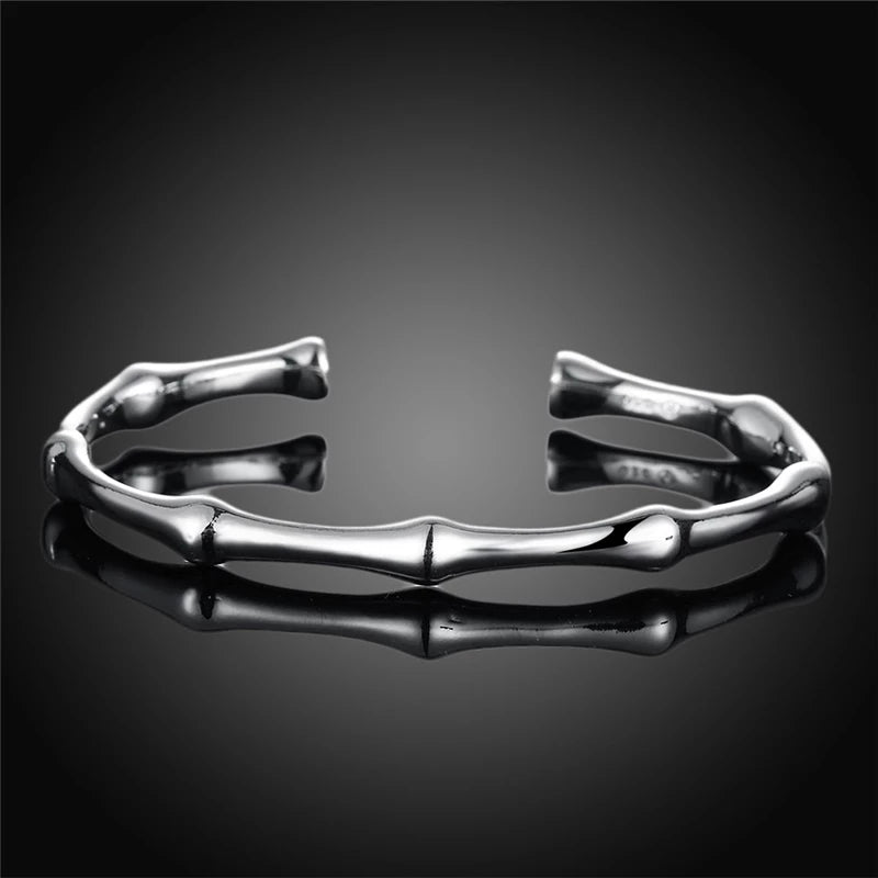 Bracelet jonc bambou, bijou en plaqué argent 925