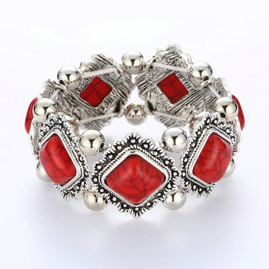 Bracelet bohème en pierre naturelle "jaspe rouge"
