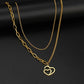 Duo de Colliers Coeurs, bijou en acier inoxydable doré